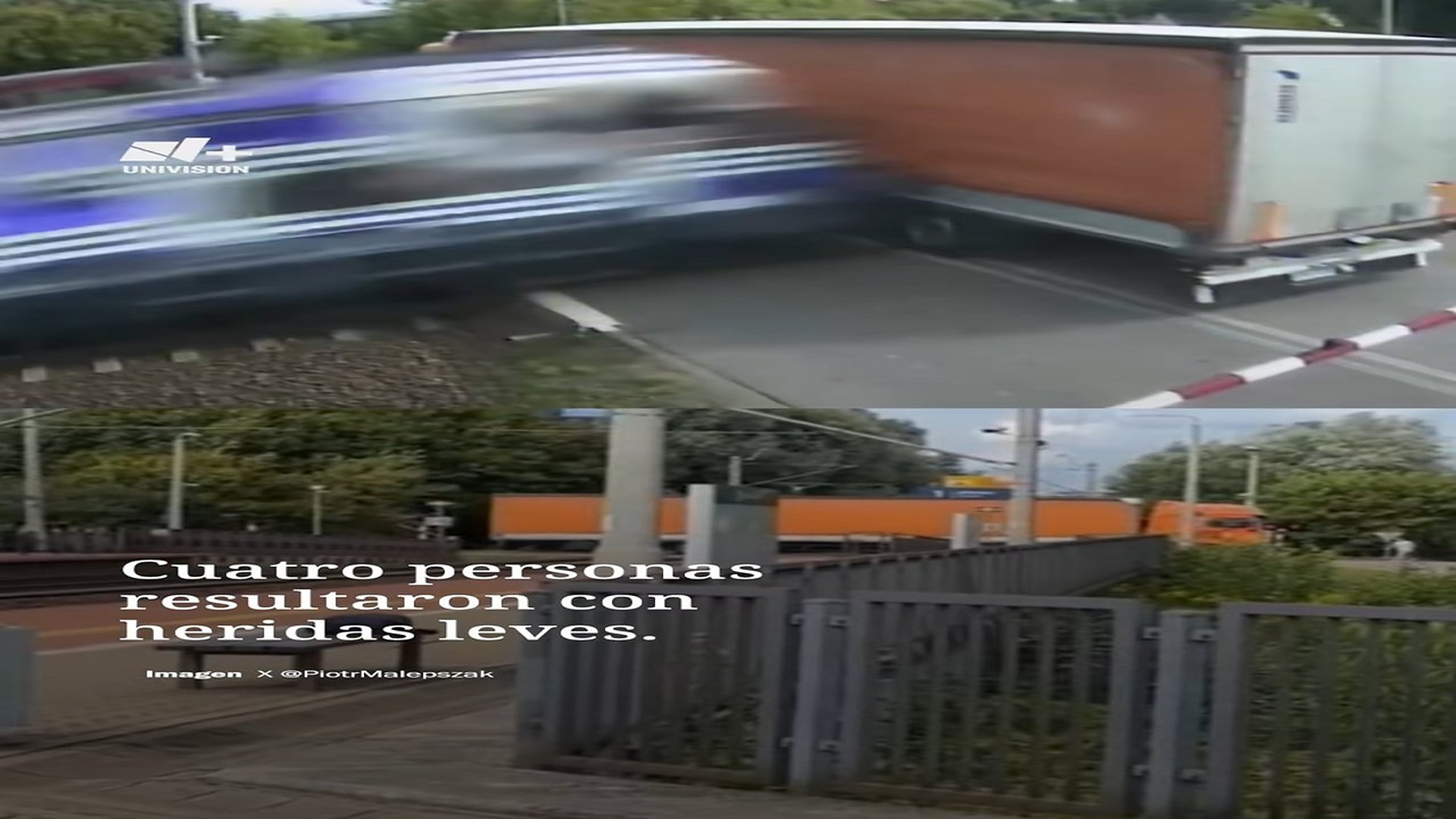 D0609080_Un tren de pasajeros embistió a un camión de carga que obstruía las vías en la ciudad de Gdansk, al_part2
